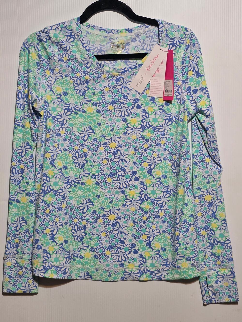 Lilly Pulitzer Luxletic UPF 50+ Meryl Nylon Renay Top M Blue Haven Biancas Love